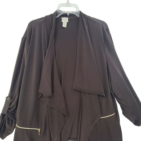 Chico's Women's Long Sleeve Cardigan Brown Size 3 - Picture 4 of 11